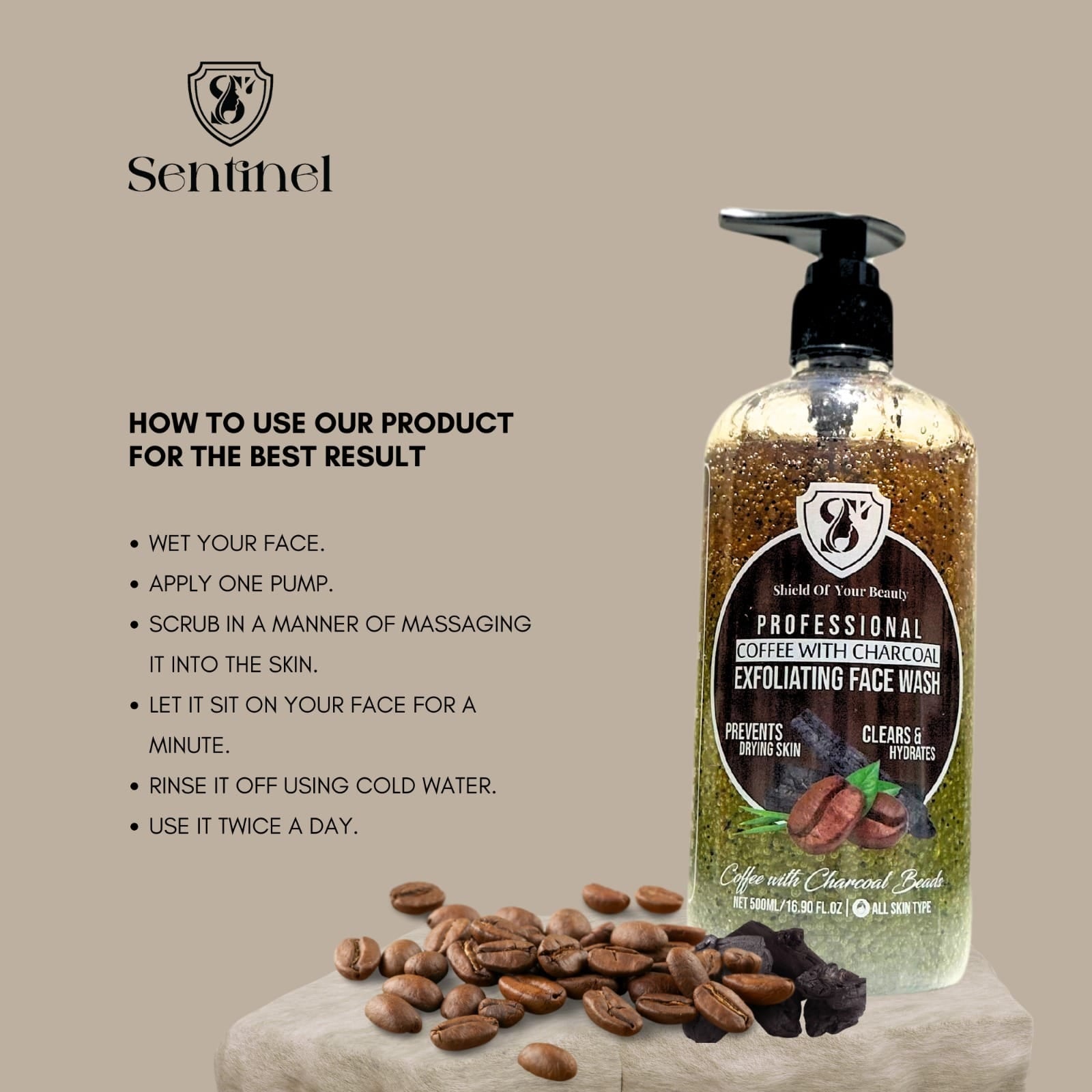 S7 Coffee with Charcoal Exfoliating Face Wash (500ml)