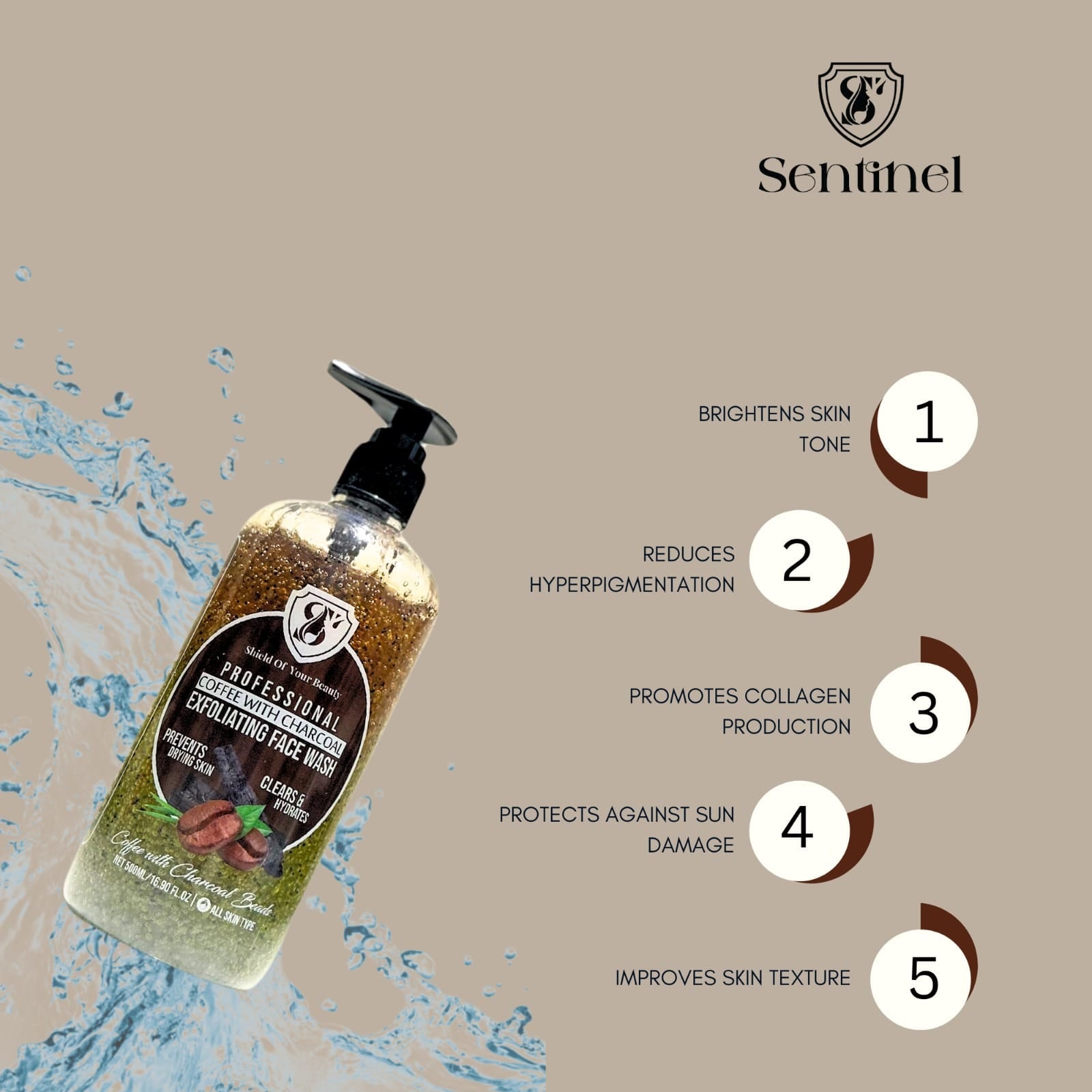 S7 Coffee with Charcoal Exfoliating Face Wash (500ml)