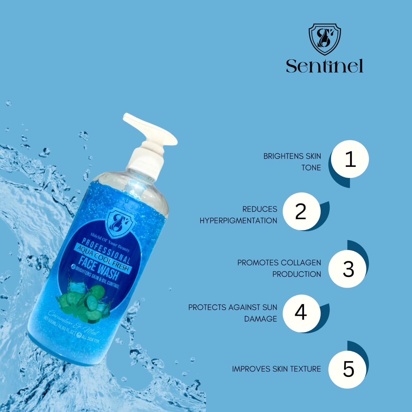 Aqua Cool Fresh Facewash (500 ML) – S7 Sentinel